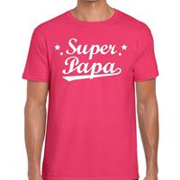 Bellatio Decorations Super papa cadeau t-shirt roze voor heren