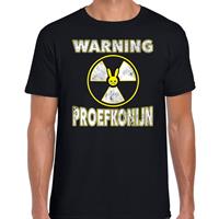 Bellatio Halloween - Halloween warning proefkonijn verkleed t-shirt Zwart