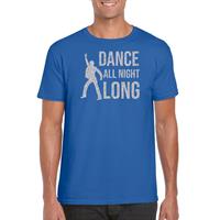 Bellatio Decorations Zilveren muziek t-shirt / shirt Dance all night long blauw heren -