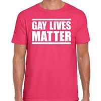 Bellatio Gay lives matter anti homo discriminatie t-shirt fuchsia roze voor heren - staken / betoging / demonstratie / protest shirt - lhbt / gay shirt