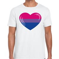Bellatio Decorations Bi hart gay pride t-shirt wit voor heren