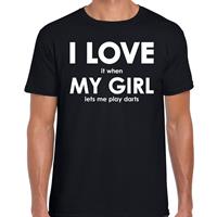 Bellatio Decorations I love it when my girl lets me play darts cadeau t-shirt zwart heren -