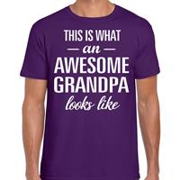 Bellatio Decorations Awesome Grandpa / opa cadeau t-shirt paars heren - Vaderdag -