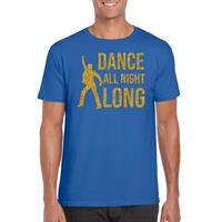 Bellatio Decorations Gouden muziek t-shirt / shirt Dance all night long blauw heren -