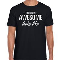 Bellatio Decorations This is what Awesome looks like fun tekst t-shirt zwart dames -