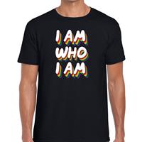 Bellatio Decorations I am who i am gay pride t-shirt zwart voor heren