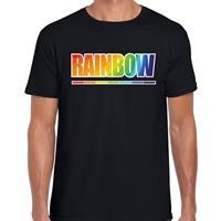 Bellatio Decorations Rainbow tekst regenboog / LHBT t-shirt zwart voor heren