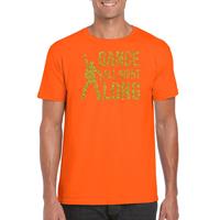 Bellatio Decorations Gouden muziek t-shirt / shirt Dance all night long oranje heren -