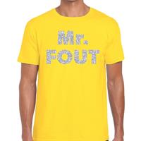 Bellatio Decorations Mr. Fout zilveren glitter tekst t-shirt geel heren -