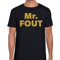 Bellatio Decorations Mr. Fout gouden glitter tekst t-shirt zwart heren - Foute party kleding -