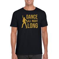 Bellatio Decorations Gouden muziek t-shirt / shirt Dance all night long zwart dames -