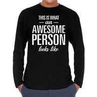 Bellatio Decorations Awesome person / persoon cadeau t-shirt long sleeves heren -