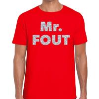 Bellatio Decorations Mr. Fout zilveren glitter tekst t-shirt rood heren -