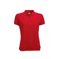 Lemon & Soda Dames basic poloshirt - rood - korte mouw - getailleerd - katoen -