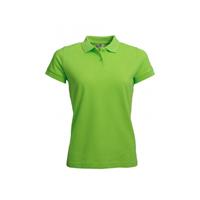 Lemon & Soda Dames basic poloshirt - limegroen - korte mouw - getailleerd - katoen -