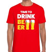 Bellatio Decorations Time to drink Beer heren T-shirt rood -