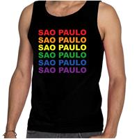 Bellatio Decorations Regenboog Sao Paulo gay pride zwarte tanktop voor heren