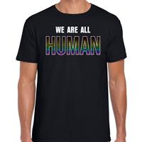 Bellatio Decorations We are all human regenboog / LHBT / gay t-shirt zwart voor heren