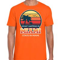 Bellatio Decorations Miami zomer t-shirt / shirt What happens in Miami stays in Miami oranje voor heren