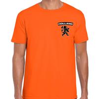 Bellatio Decorations Oranje shirt met oranje leeuw embleem op borst heren - Holland / Nederland supporter shirt EK/ WK -