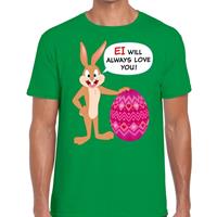 Bellatio Groen Paas t-shirt Ei will always love you - Pasen shirt voor heren - Pasen kleding