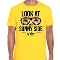 Bellatio Decorations Sunny side feest t-shirt / shirt look at the sunny side of life geel voor heren