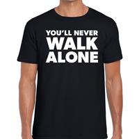 Bellatio Decorations You'll never walk alone tekst t-shirt zwart heren -