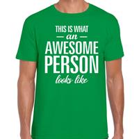 Bellatio Awesome Person tekst t-shirt groen heren - heren fun tekst shirt Groen