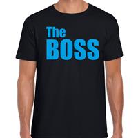 Bellatio Decorations The boss t-shirt zwart met blauwe letters voor heren