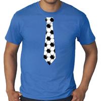 Bellatio Decorations Grote maten blauw supporter t-shirt voetbal stropdas EK/ WK voor heren