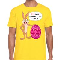 Bellatio Decorations Paas t-shirt Ei will always love you geel voor heren