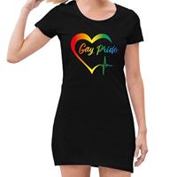 Gay pride kloppend regenboog hart jurkje zwart dames (44) -