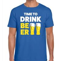 Bellatio Decorations Time to drink Beer heren T-shirt blauw -