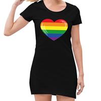 Gay pride regenboog hart jurkje zwart dames (44) -
