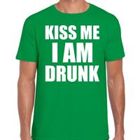 Bellatio Fun t-shirt - kiss me I am drunk - Groen