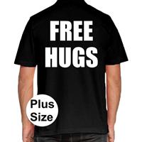 Bellatio Decorations Free Hugs grote maten poloshirt zwart voor heren