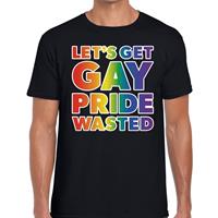 Bellatio Decorations Lets get gay pride wasted t-shirt zwart voor heren