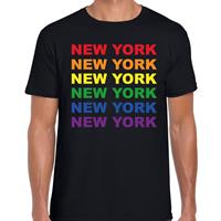 Bellatio Decorations Regenboog New York gay pride zwart t-shirt voor dames