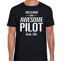 Bellatio Awesome Pilot / geweldige piloot cadeau t-shirt Zwart