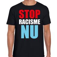 Bellatio Decorations Stop racisme NU demonstratie / protest t-shirt zwart voor dames