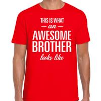 Bellatio Awesome Brother tekst t-shirt rood heren - heren fun tekst shirt Rood