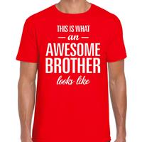 Bellatio Decorations Awesome Brother tekst t-shirt rood heren -