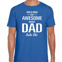 Bellatio Awesome new dad - t-shirt Blauw