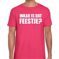 Bellatio Decorations Waar is dat feestje heren T-shirt roze -