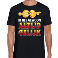 Bellatio Funny emoticon t-shirt Ik heb gewoon altijd gelijk Zwart