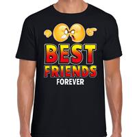 Bellatio Funny emoticon t-shirt yes best friends forever Zwart