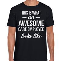 Bellatio Decorations Awesome care employee cadeau t-shirt zwart voor dames