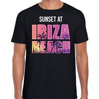Bellatio Decorations Sunset beach t-shirt / shirt Sunset at Ibiza Beach zwart voor heren
