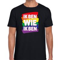 Bellatio Decorations Ik ben wie ik ben regenboog gaypride shirt zwart voor dames