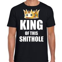 Bellatio Decorations Koningsdag t-shirt King of this shit hole party zwart voor heren